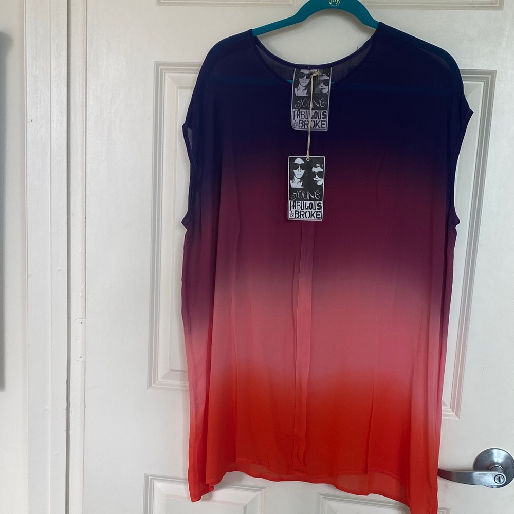 Young Fabulous & Broke Gradient Red to Purple Sleeveless Tunic